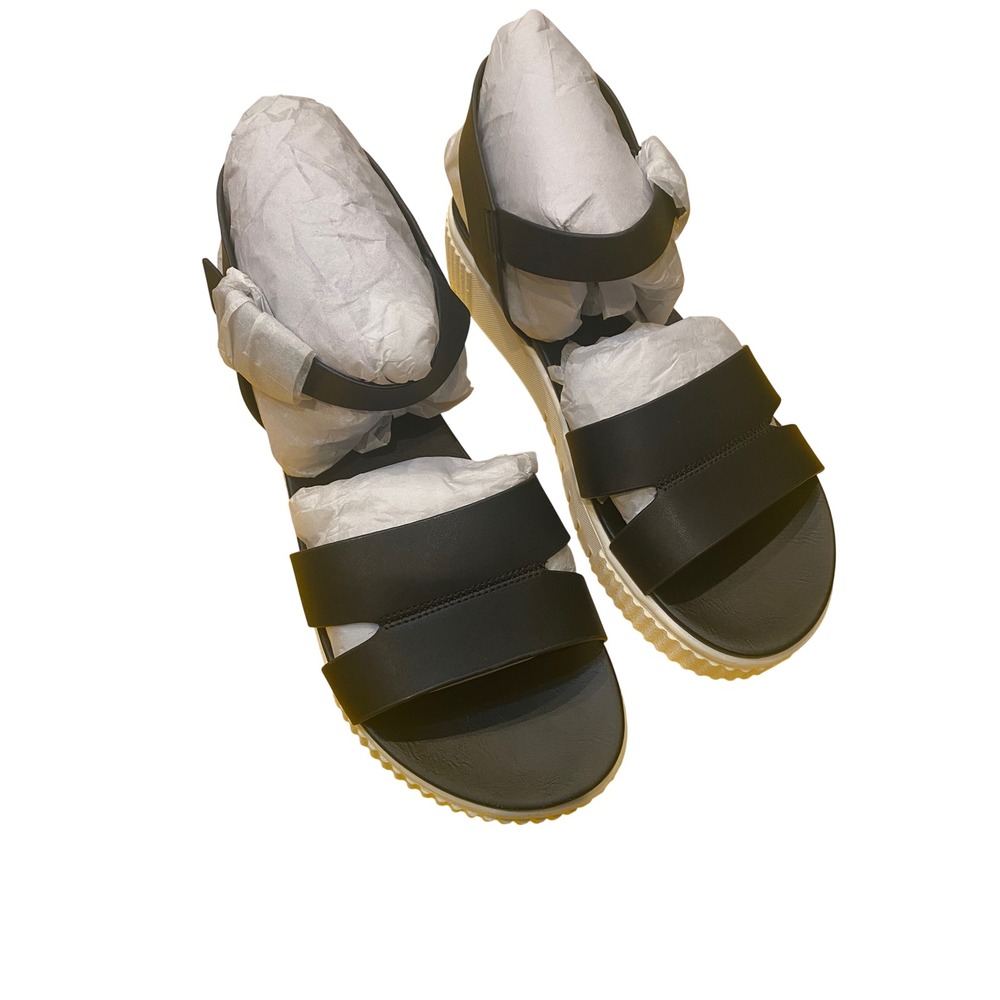 MIA Girl Black Multi Strap Platform Sandals White Chunky Sole Size 9.5
